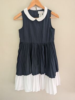 Jacadi Paris Navy White Sailor Pleated Tank Dress Size 12